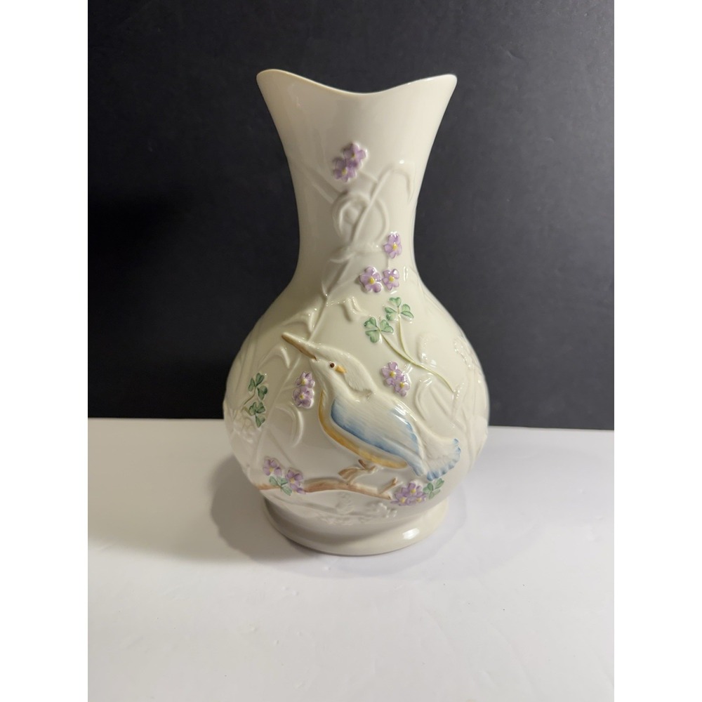 Belleek Kingfisher Anniversary Vase 2007 Ltd Ed #247 Ireland 10"